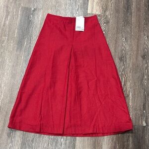 H&M Wool Blend Red Midi Skirt